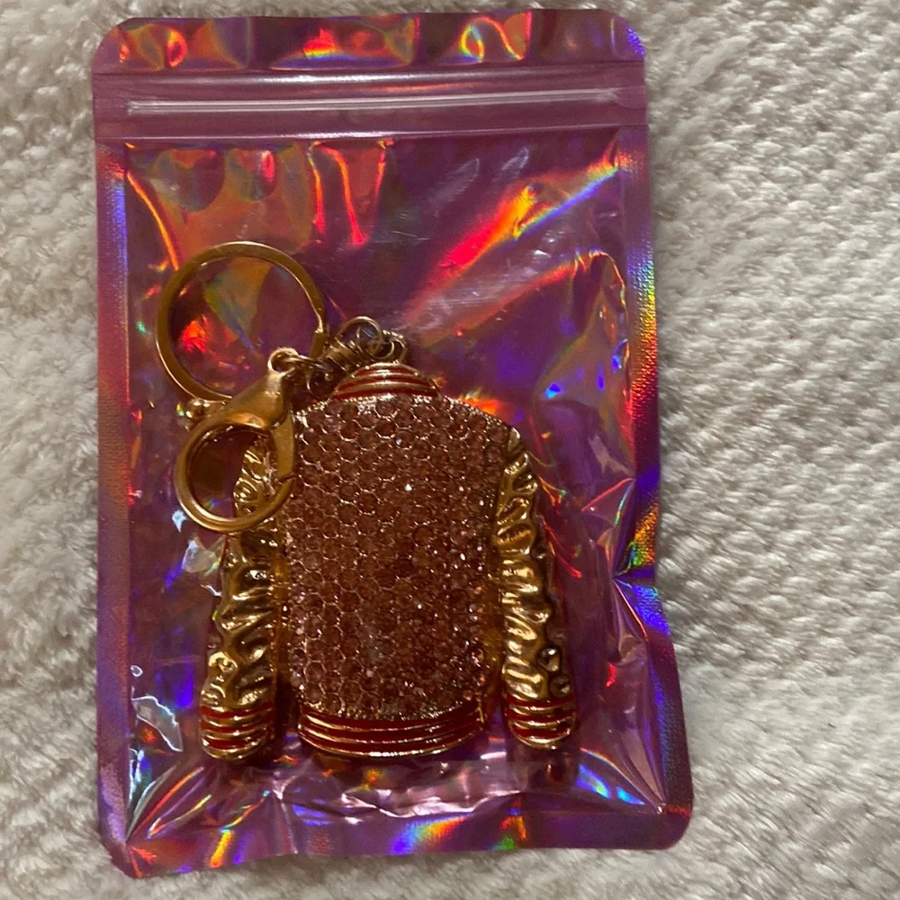 Key Ring Purse Charm Pink Crystal Jacket - Picture 3 of 6